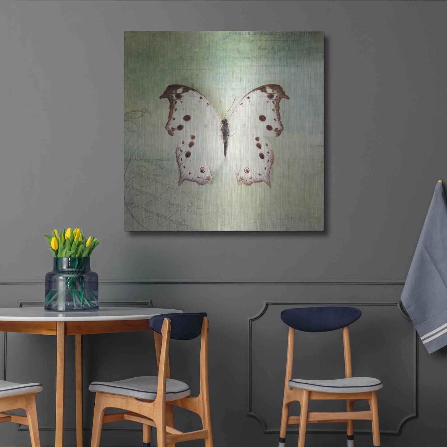 Luxe Metal Art 'French Butterfly IV' by Debra Van Swearingen, Metal Wall Art,36x36