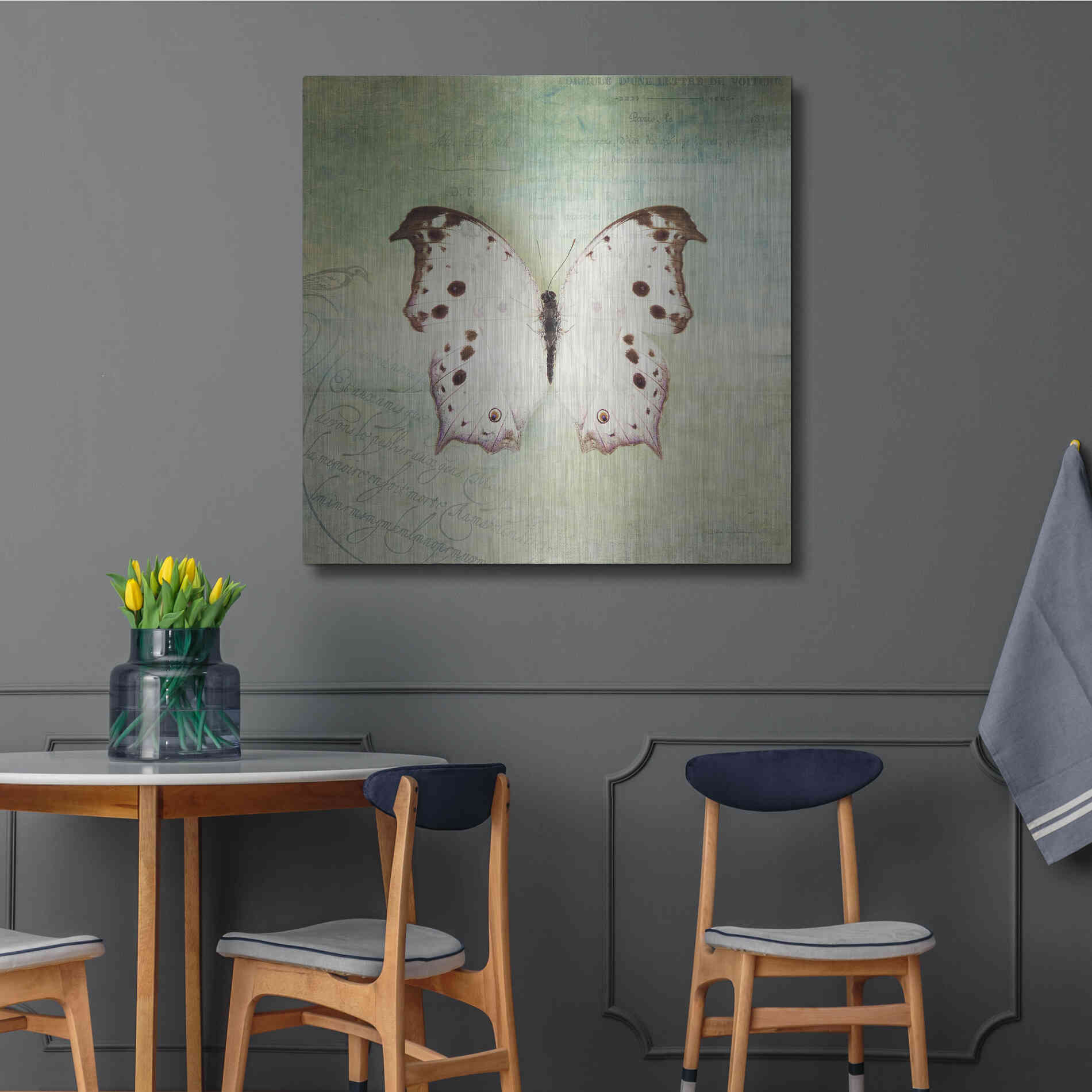 Luxe Metal Art 'French Butterfly IV' by Debra Van Swearingen, Metal Wall Art,36x36