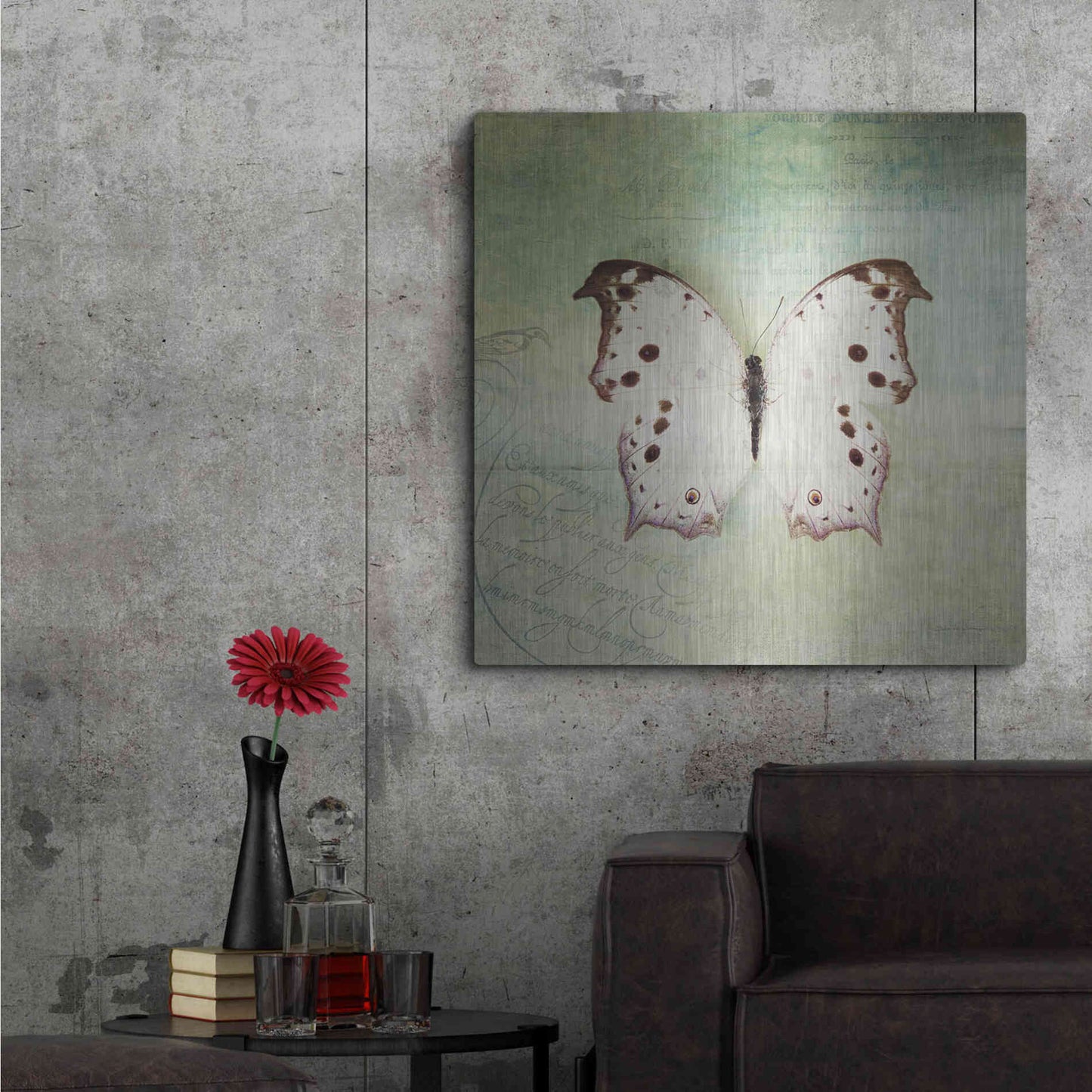 Luxe Metal Art 'French Butterfly IV' by Debra Van Swearingen, Metal Wall Art,36x36