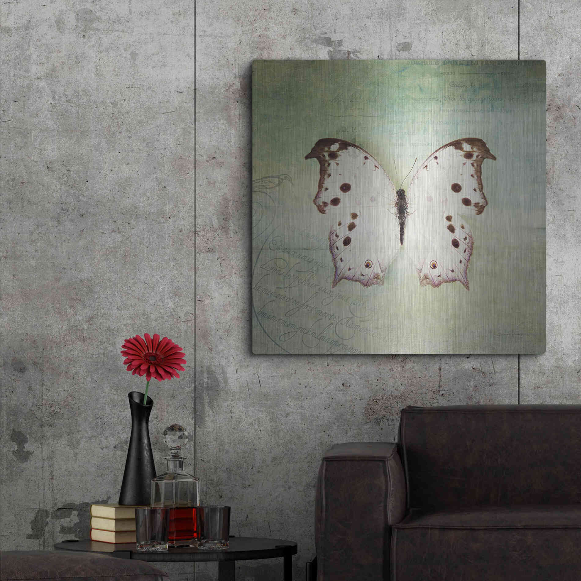 Luxe Metal Art 'French Butterfly IV' by Debra Van Swearingen, Metal Wall Art,36x36