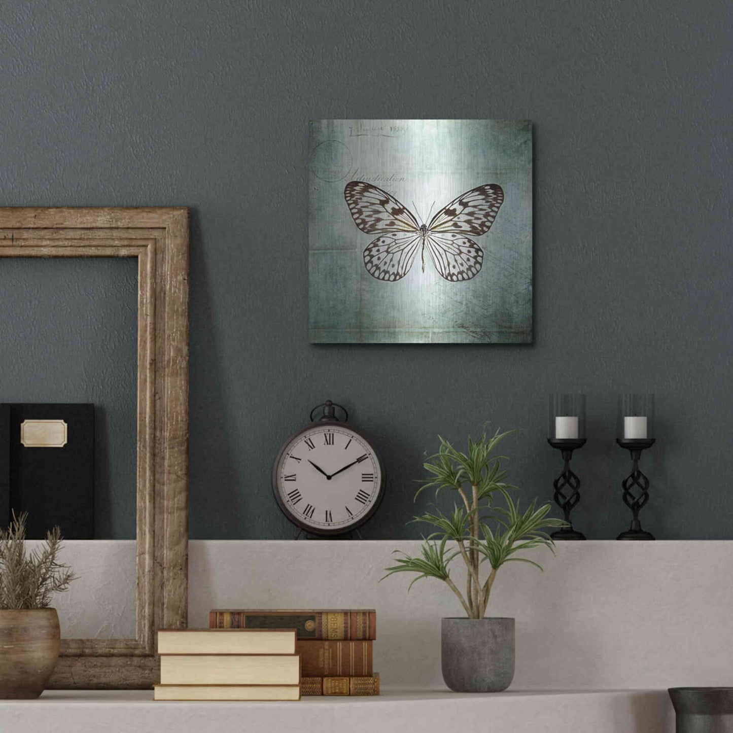 Luxe Metal Art 'French Butterfly V' by Debra Van Swearingen, Metal Wall Art,12x12