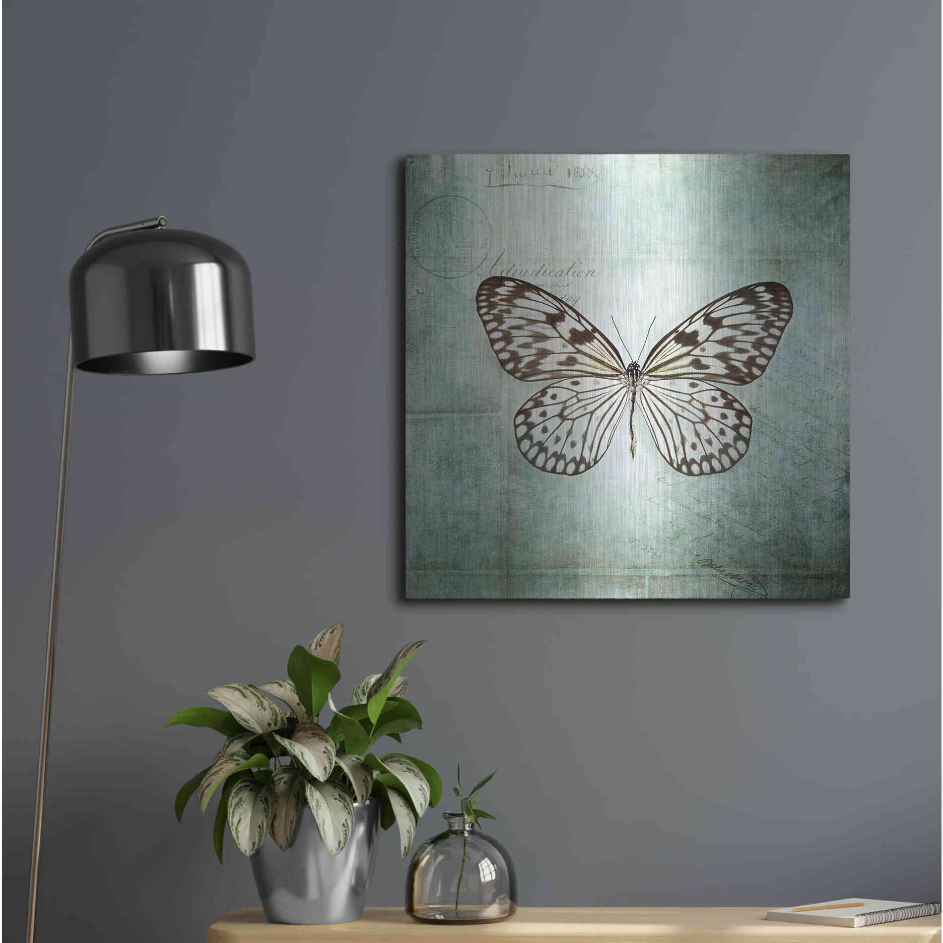 Luxe Metal Art 'French Butterfly V' by Debra Van Swearingen, Metal Wall Art,24x24