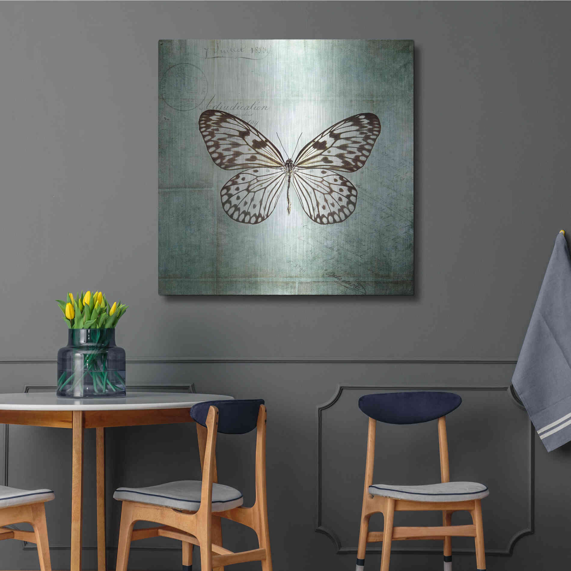 Luxe Metal Art 'French Butterfly V' by Debra Van Swearingen, Metal Wall Art,36x36