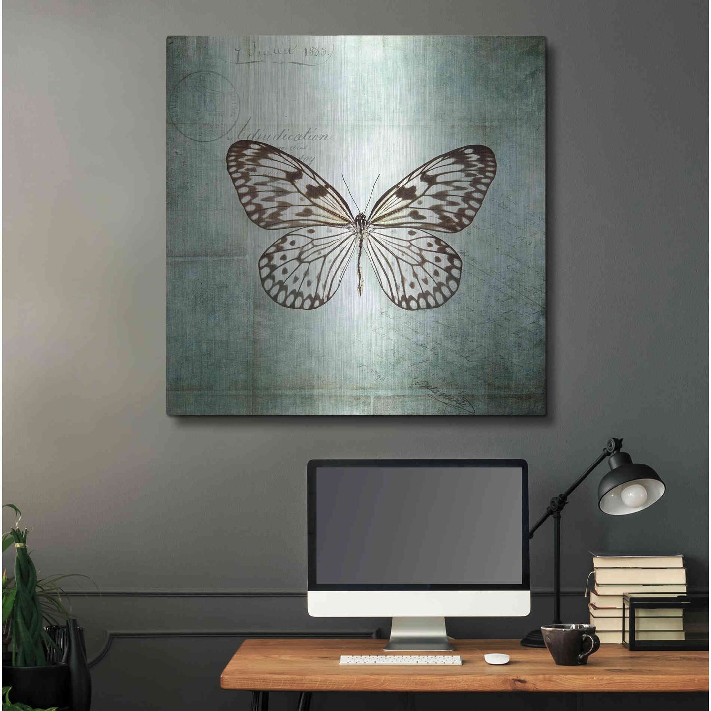 Luxe Metal Art 'French Butterfly V' by Debra Van Swearingen, Metal Wall Art,36x36