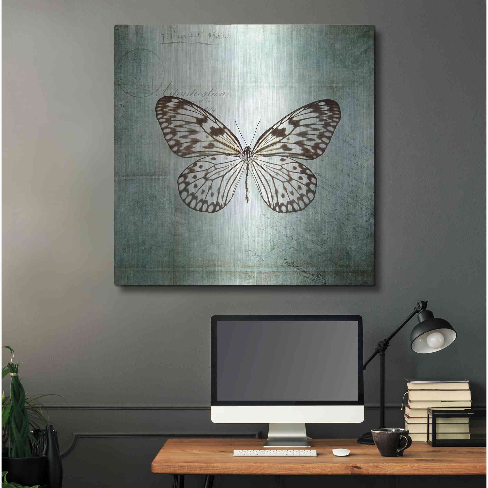 Luxe Metal Art 'French Butterfly V' by Debra Van Swearingen, Metal Wall Art,36x36