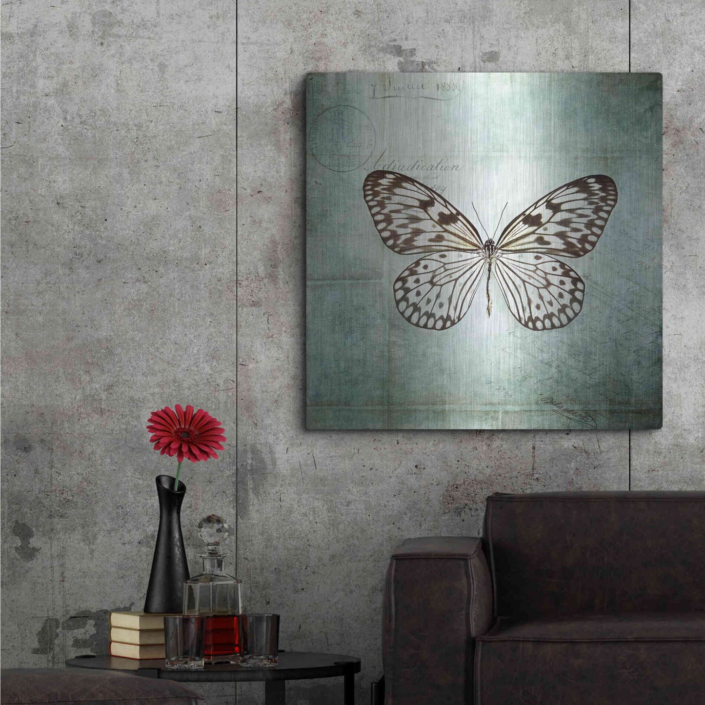 Luxe Metal Art 'French Butterfly V' by Debra Van Swearingen, Metal Wall Art,36x36