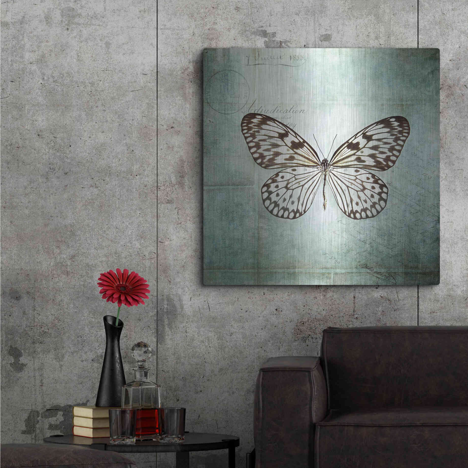 Luxe Metal Art 'French Butterfly V' by Debra Van Swearingen, Metal Wall Art,36x36