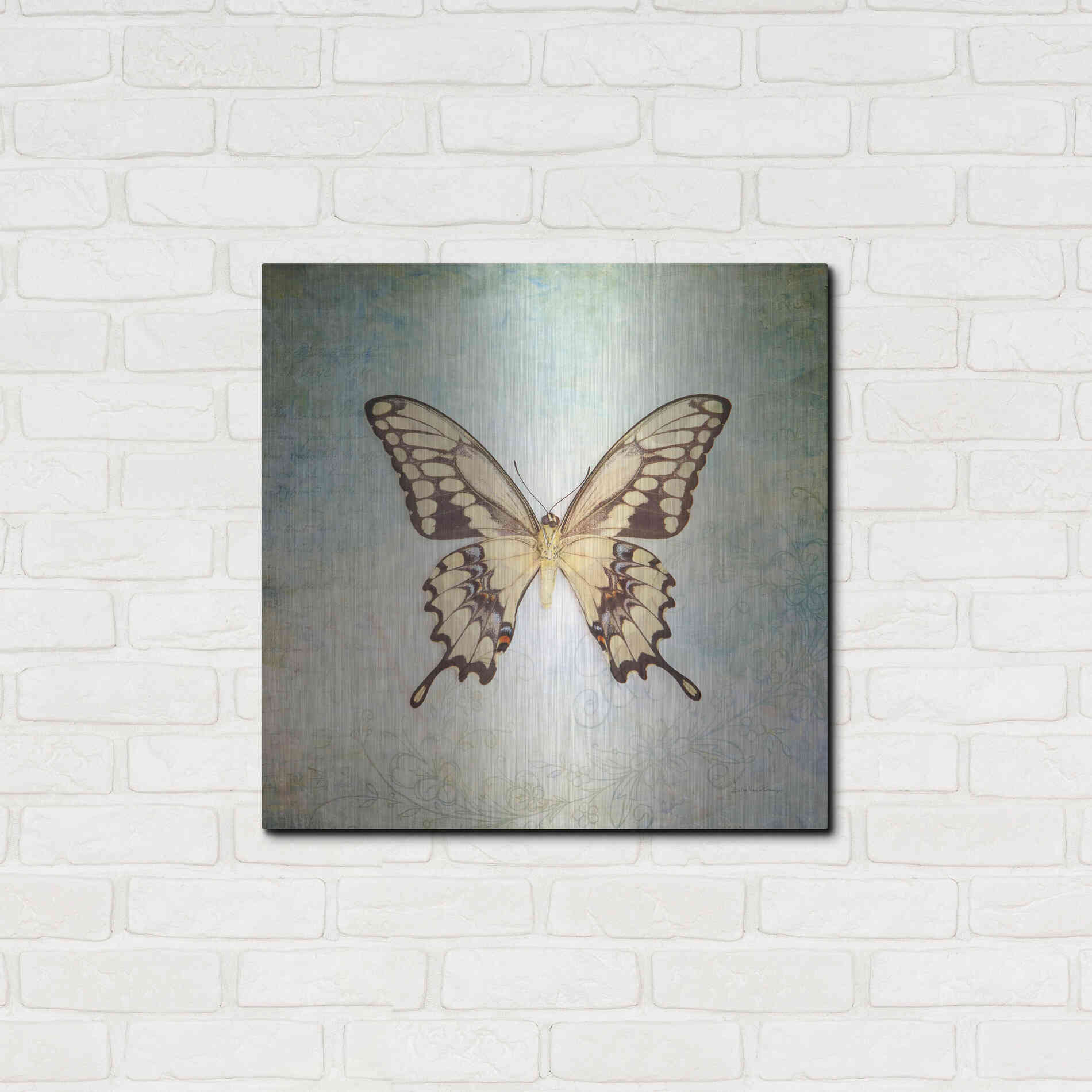 Luxe Metal Art 'French Butterfly VI' by Debra Van Swearingen, Metal Wall Art,24x24