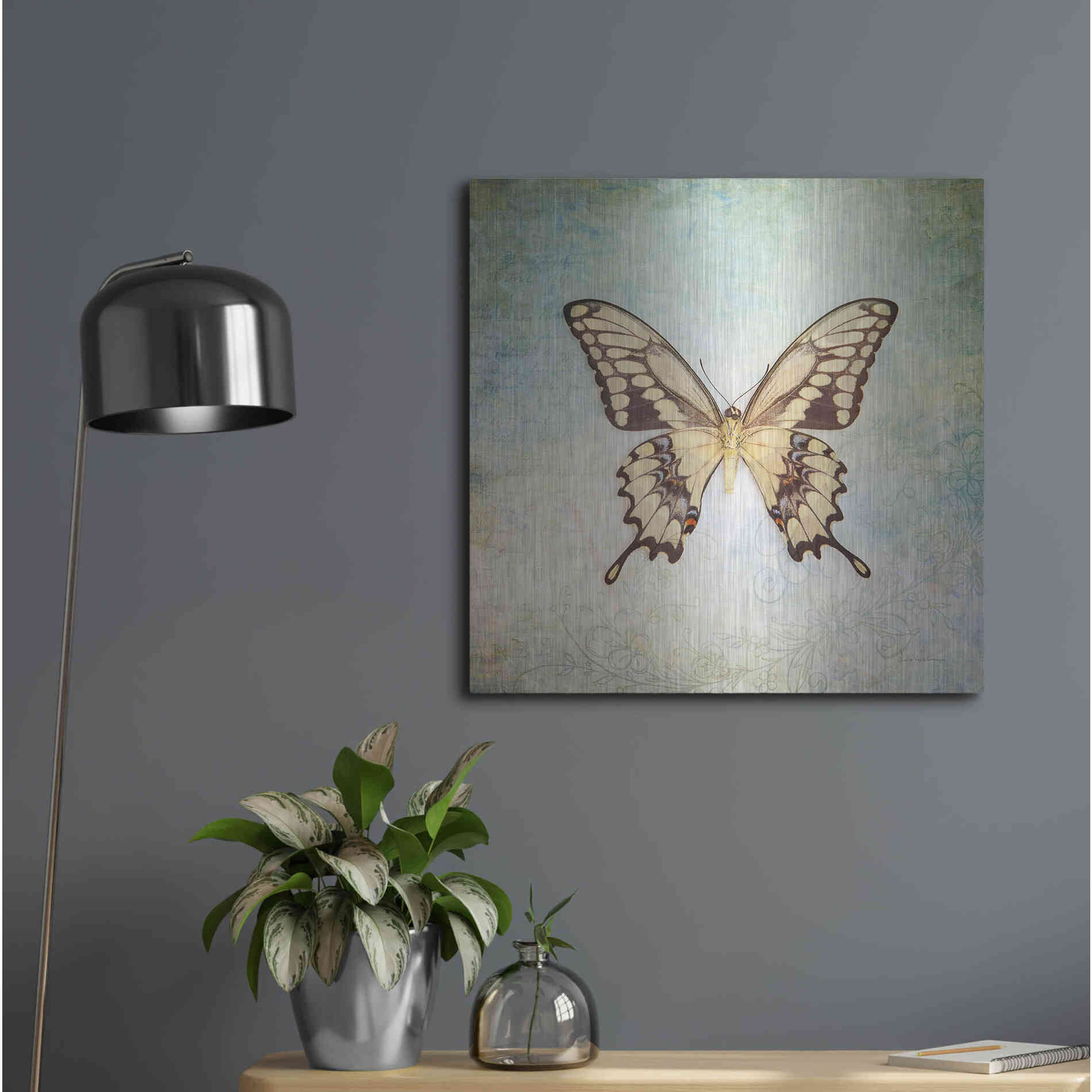 Luxe Metal Art 'French Butterfly VI' by Debra Van Swearingen, Metal Wall Art,24x24