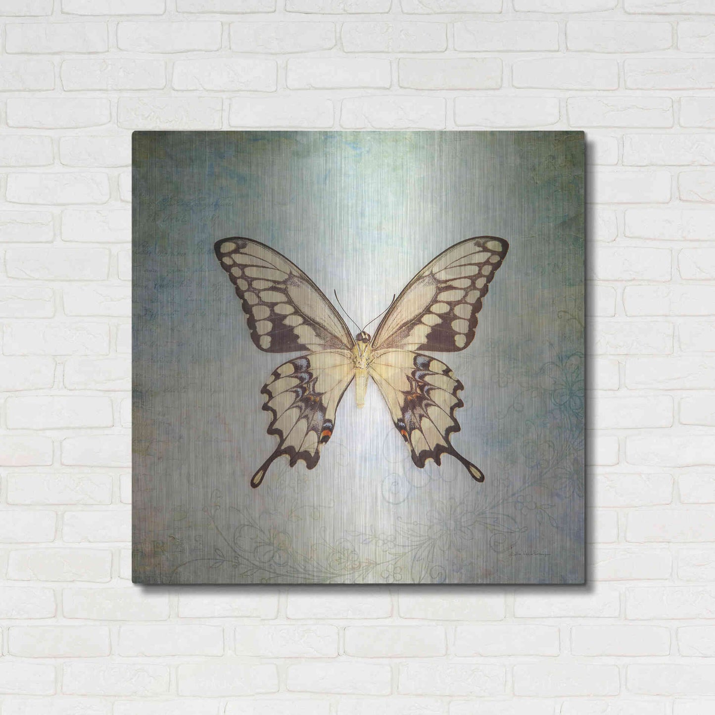 Luxe Metal Art 'French Butterfly VI' by Debra Van Swearingen, Metal Wall Art,36x36