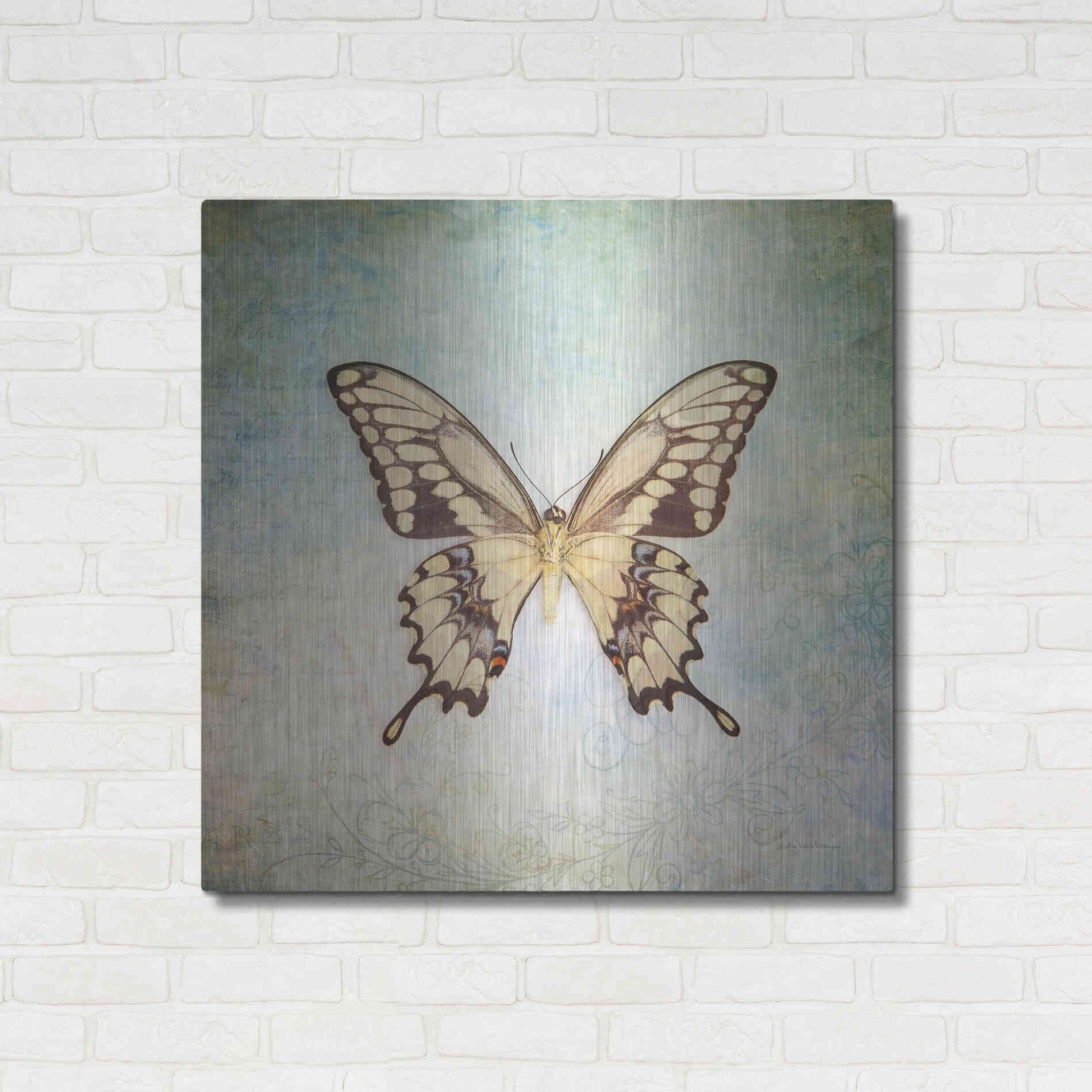 Luxe Metal Art 'French Butterfly VI' by Debra Van Swearingen, Metal Wall Art,36x36