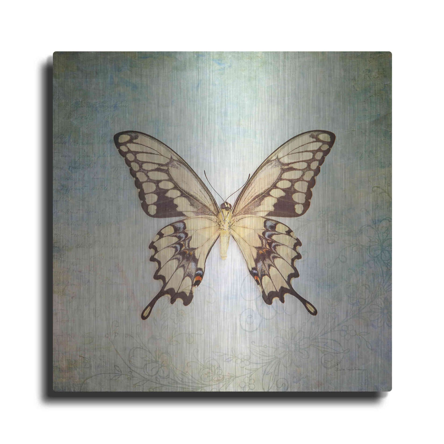 Luxe Metal Art 'French Butterfly VI' by Debra Van Swearingen, Metal Wall Art