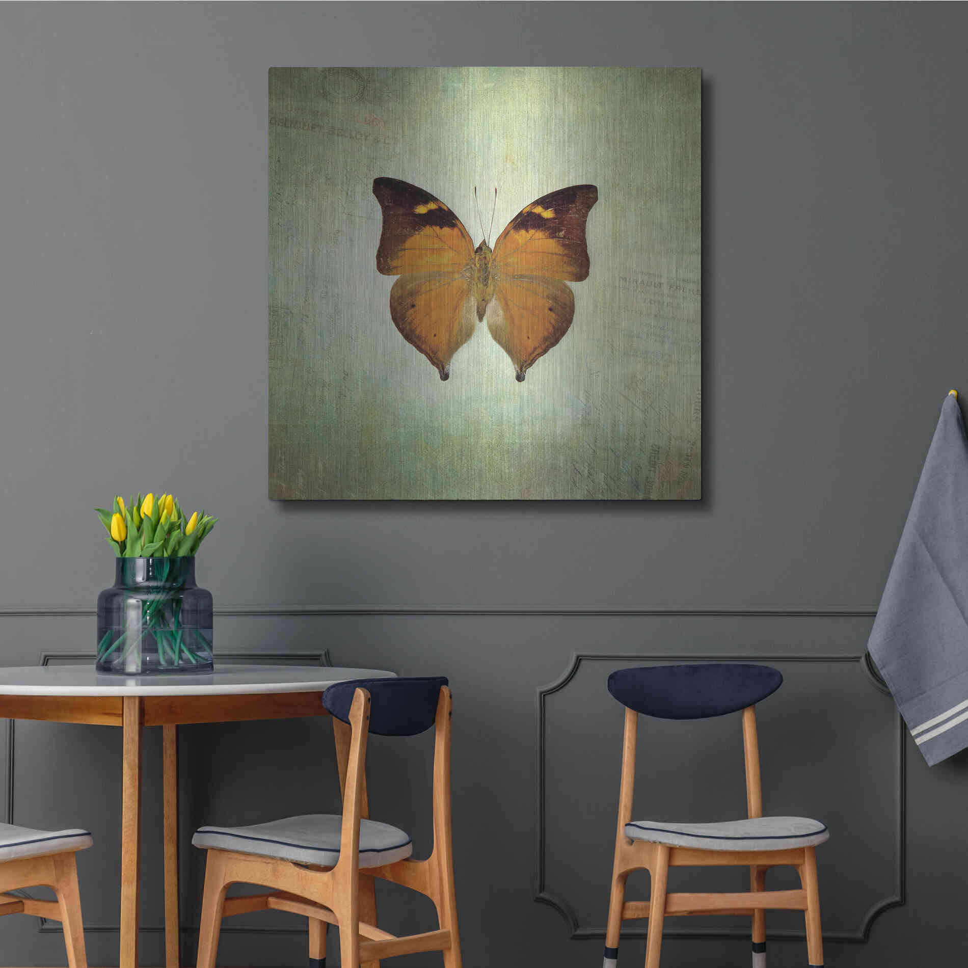 Luxe Metal Art 'French Butterfly VII' by Debra Van Swearingen, Metal Wall Art,36x36