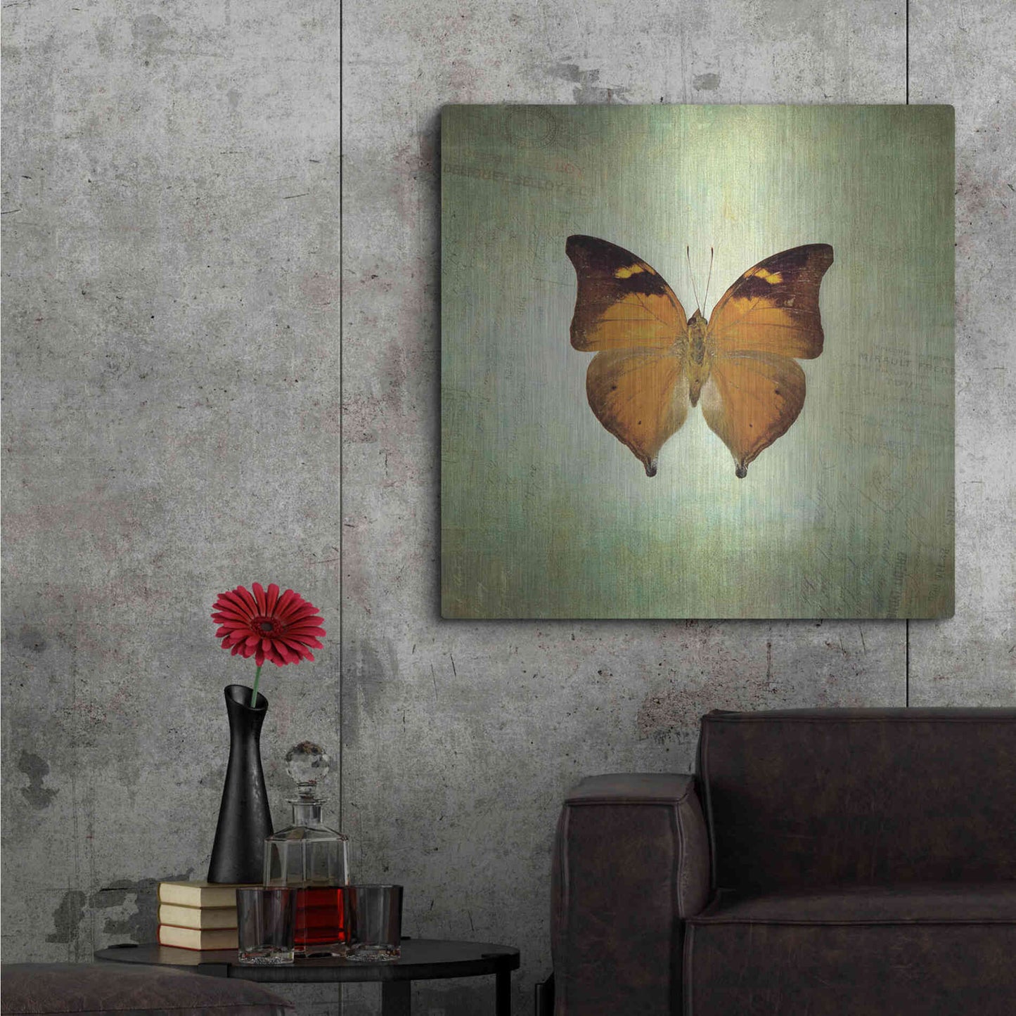 Luxe Metal Art 'French Butterfly VII' by Debra Van Swearingen, Metal Wall Art,36x36