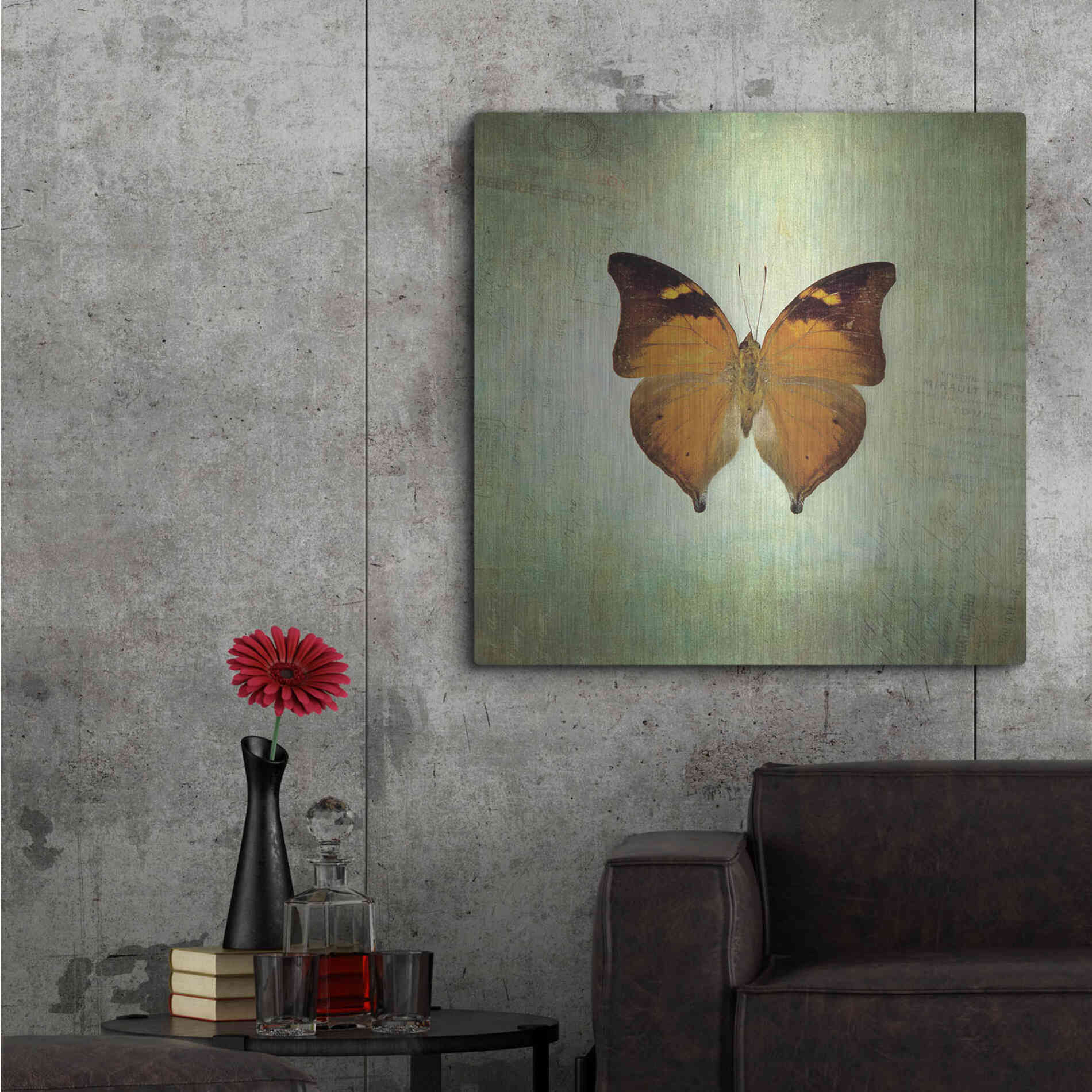 Luxe Metal Art 'French Butterfly VII' by Debra Van Swearingen, Metal Wall Art,36x36