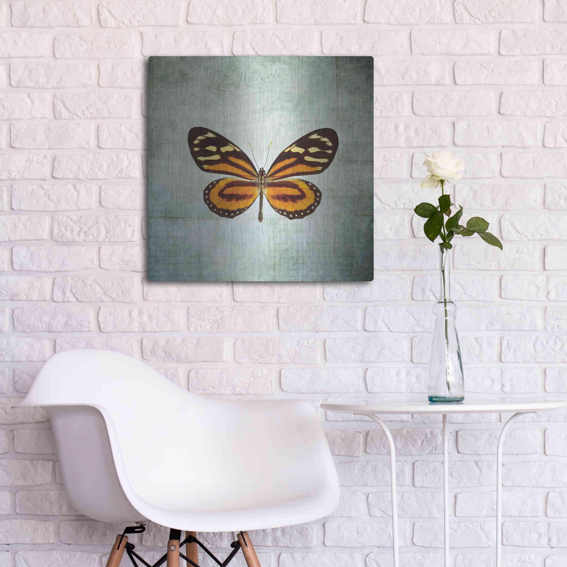 Luxe Metal Art 'French Butterfly VIII' by Debra Van Swearingen, Metal Wall Art,24x24