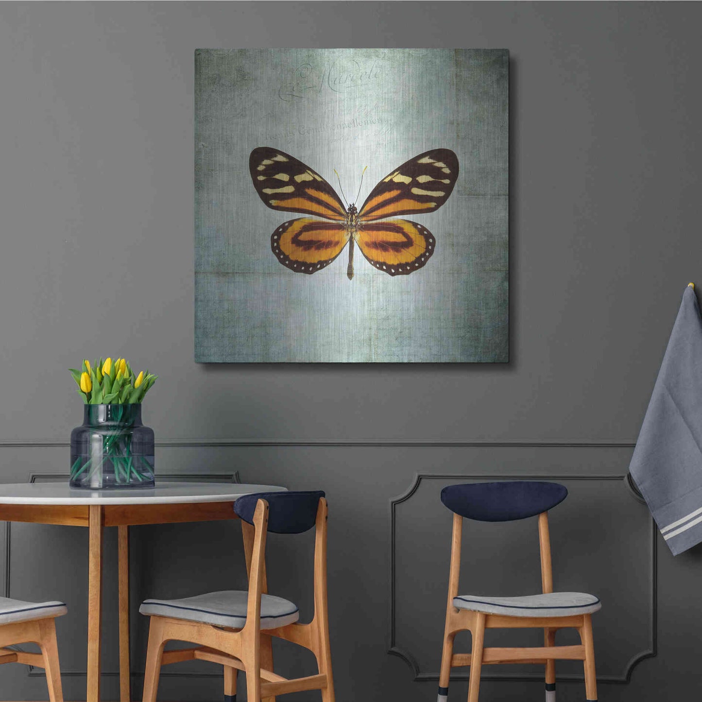 Luxe Metal Art 'French Butterfly VIII' by Debra Van Swearingen, Metal Wall Art,36x36