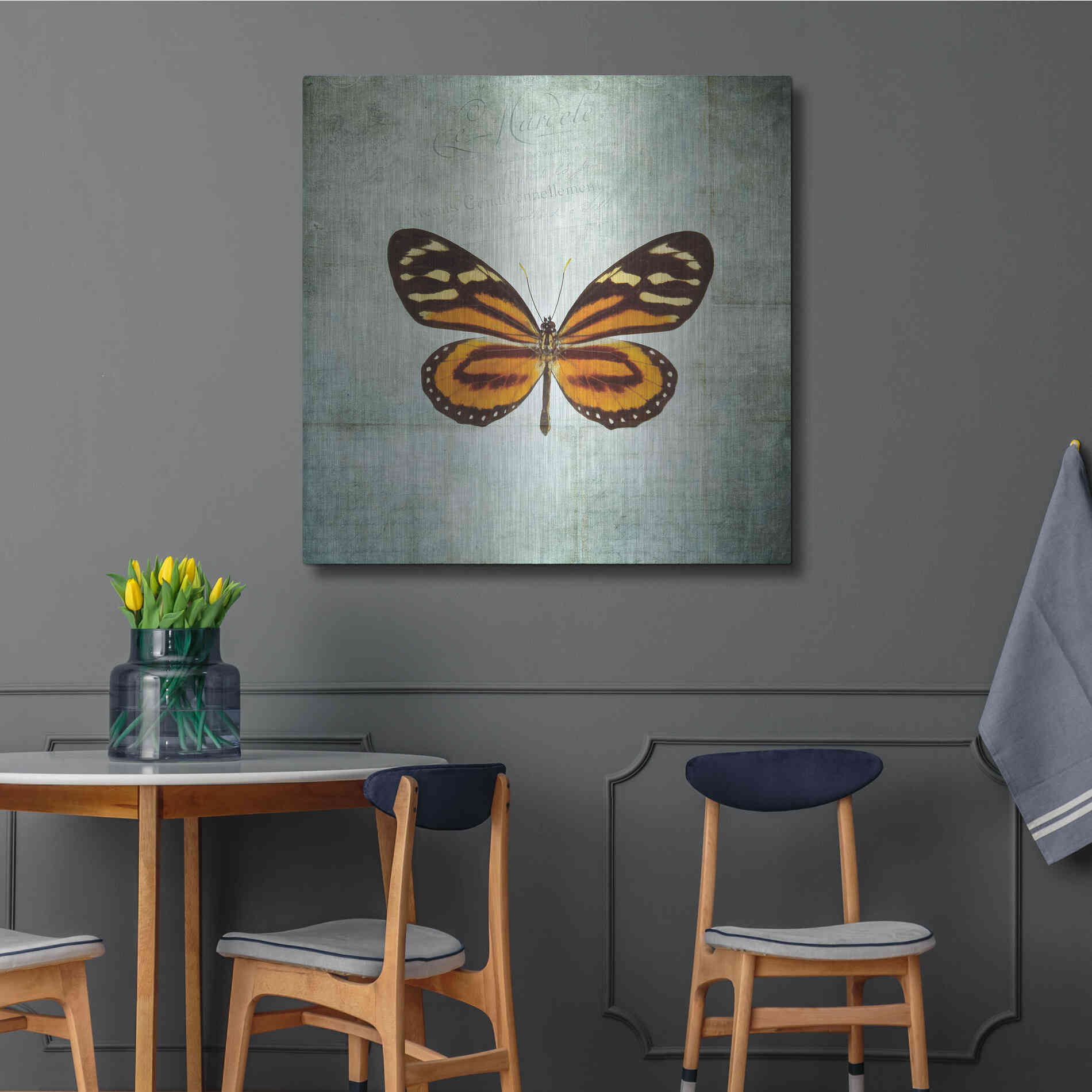 Luxe Metal Art 'French Butterfly VIII' by Debra Van Swearingen, Metal Wall Art,36x36