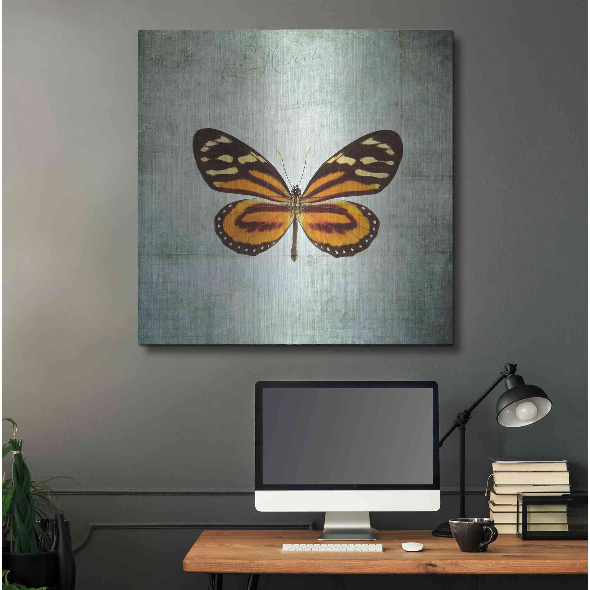 Luxe Metal Art 'French Butterfly VIII' by Debra Van Swearingen, Metal Wall Art,36x36