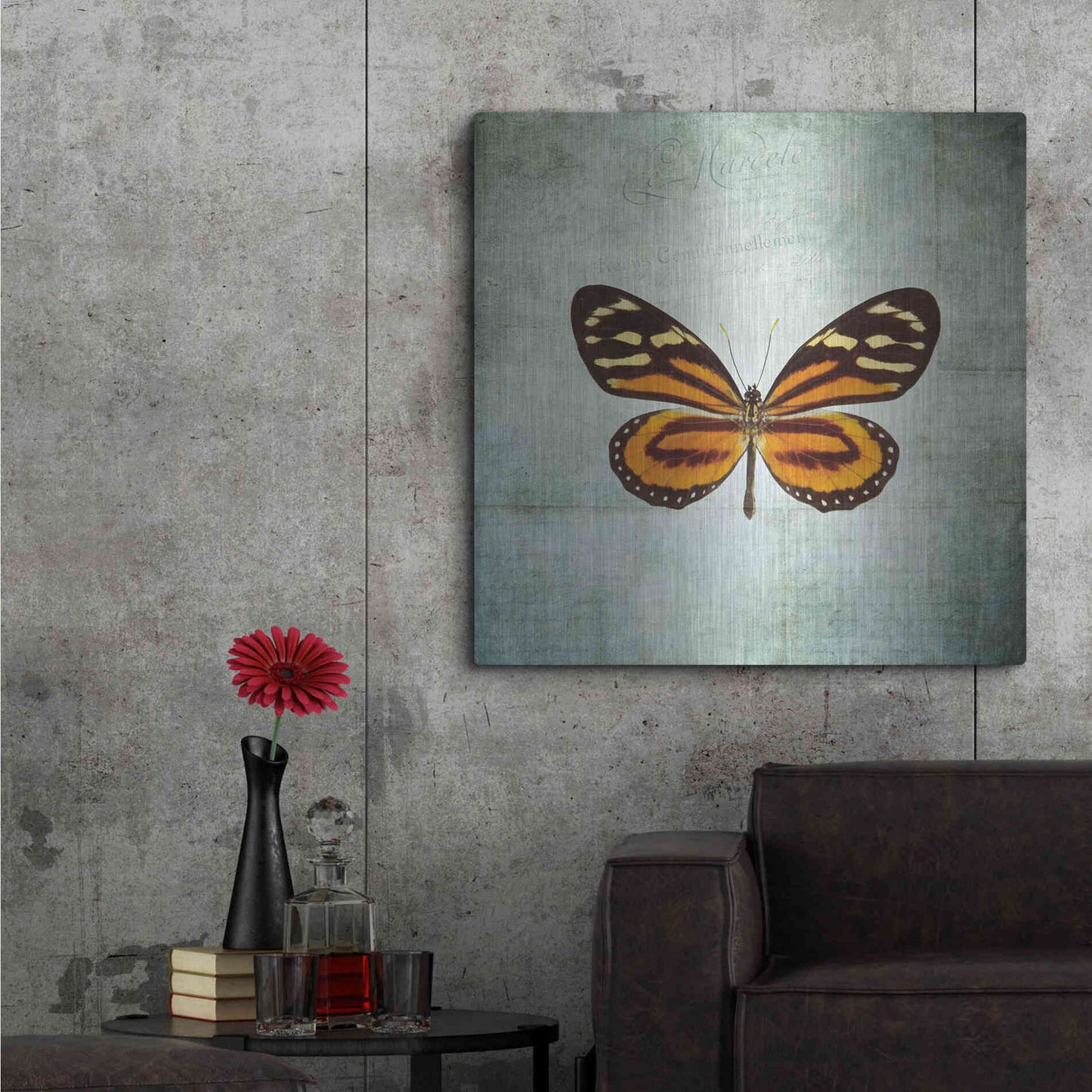 Luxe Metal Art 'French Butterfly VIII' by Debra Van Swearingen, Metal Wall Art,36x36