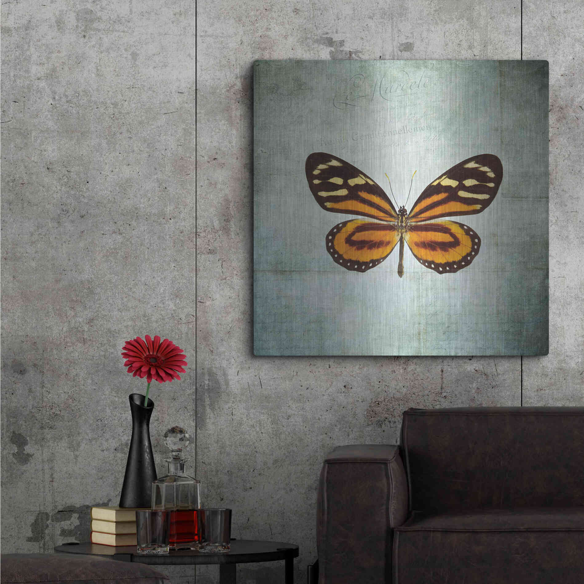 Luxe Metal Art 'French Butterfly VIII' by Debra Van Swearingen, Metal Wall Art,36x36