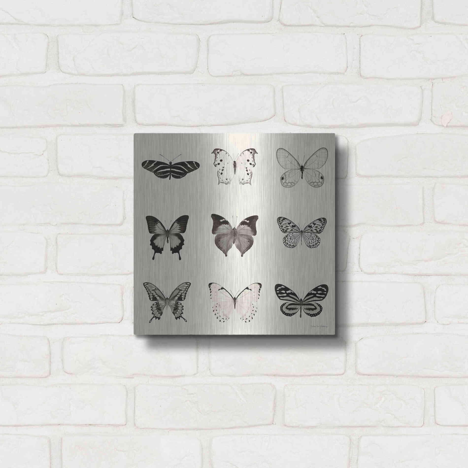 Luxe Metal Art 'Butterfly BW 9 Patch' by Debra Van Swearingen, Metal Wall Art,12x12