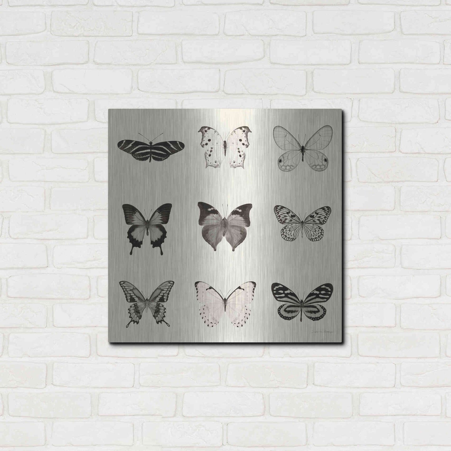 Luxe Metal Art 'Butterfly BW 9 Patch' by Debra Van Swearingen, Metal Wall Art,24x24