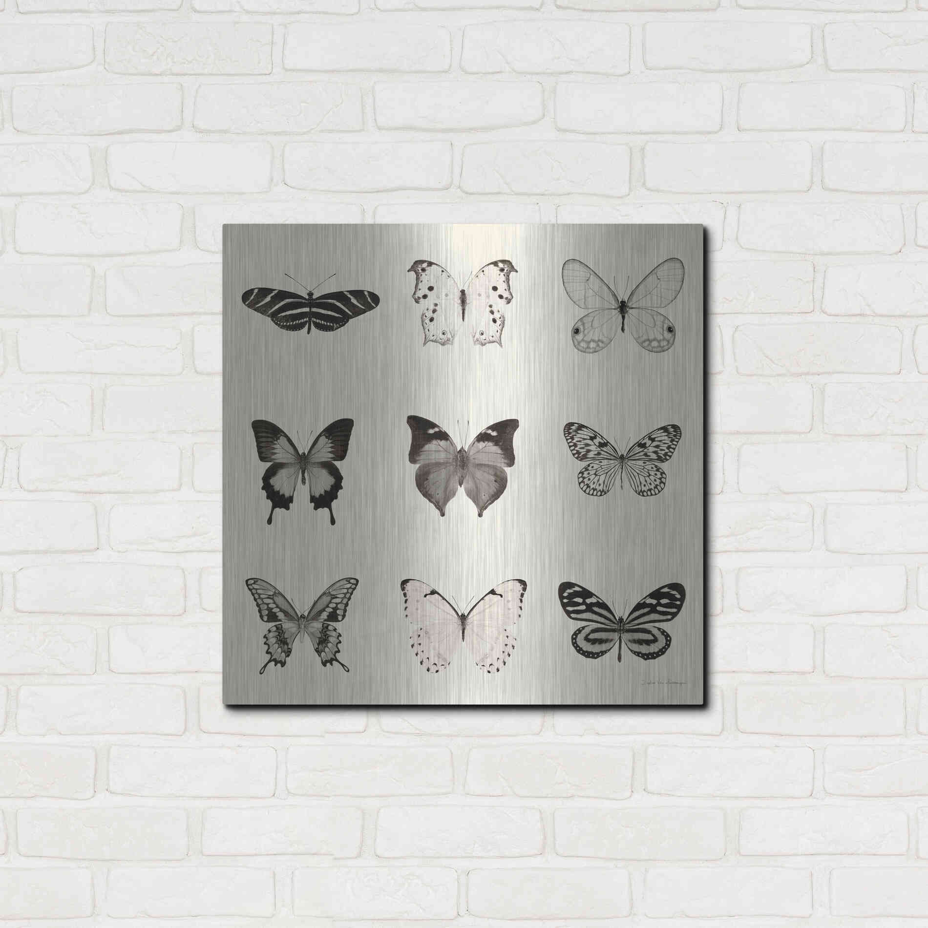 Luxe Metal Art 'Butterfly BW 9 Patch' by Debra Van Swearingen, Metal Wall Art,24x24