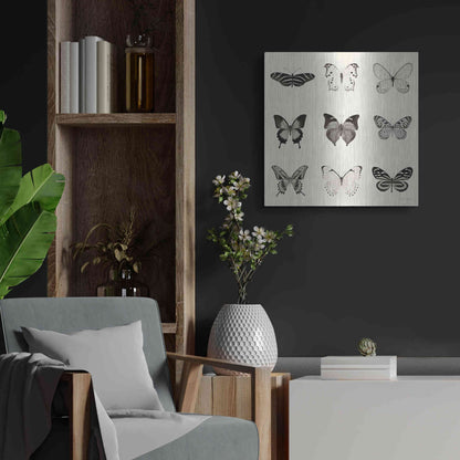 Luxe Metal Art 'Butterfly BW 9 Patch' by Debra Van Swearingen, Metal Wall Art,24x24