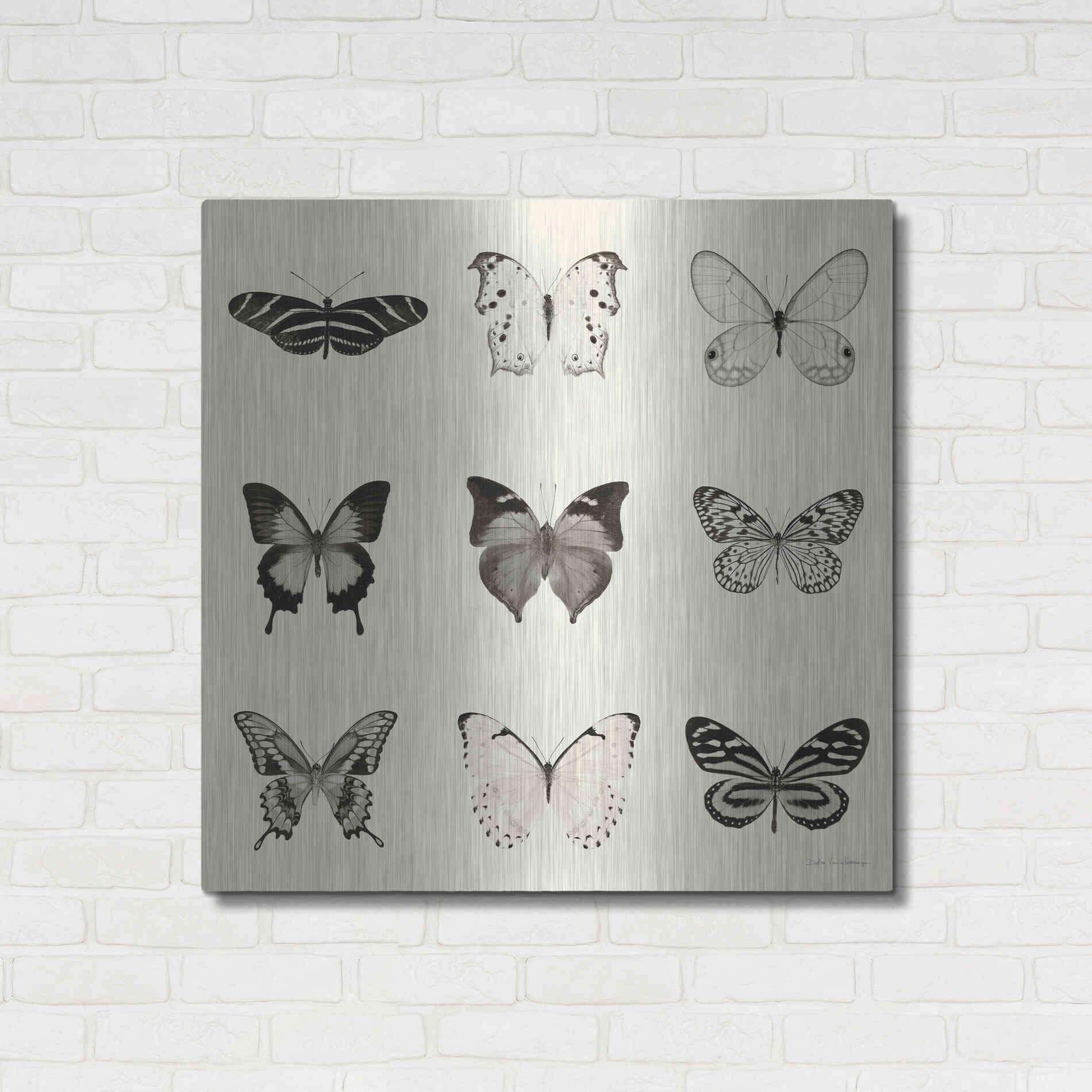 Luxe Metal Art 'Butterfly BW 9 Patch' by Debra Van Swearingen, Metal Wall Art,36x36