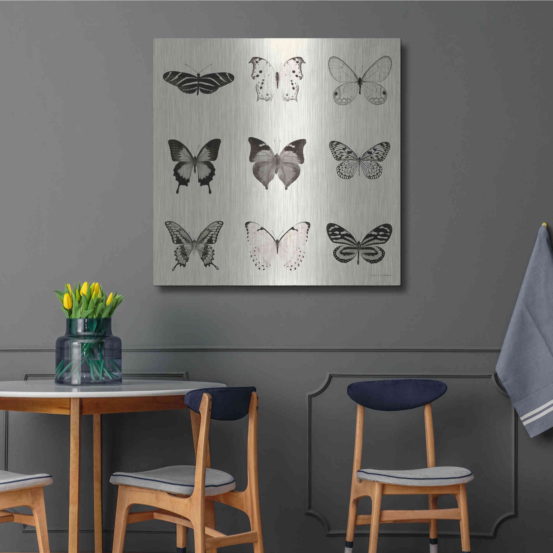 Luxe Metal Art 'Butterfly BW 9 Patch' by Debra Van Swearingen, Metal Wall Art,36x36