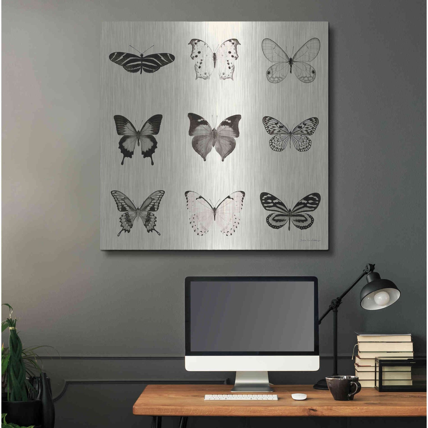 Luxe Metal Art 'Butterfly BW 9 Patch' by Debra Van Swearingen, Metal Wall Art,36x36