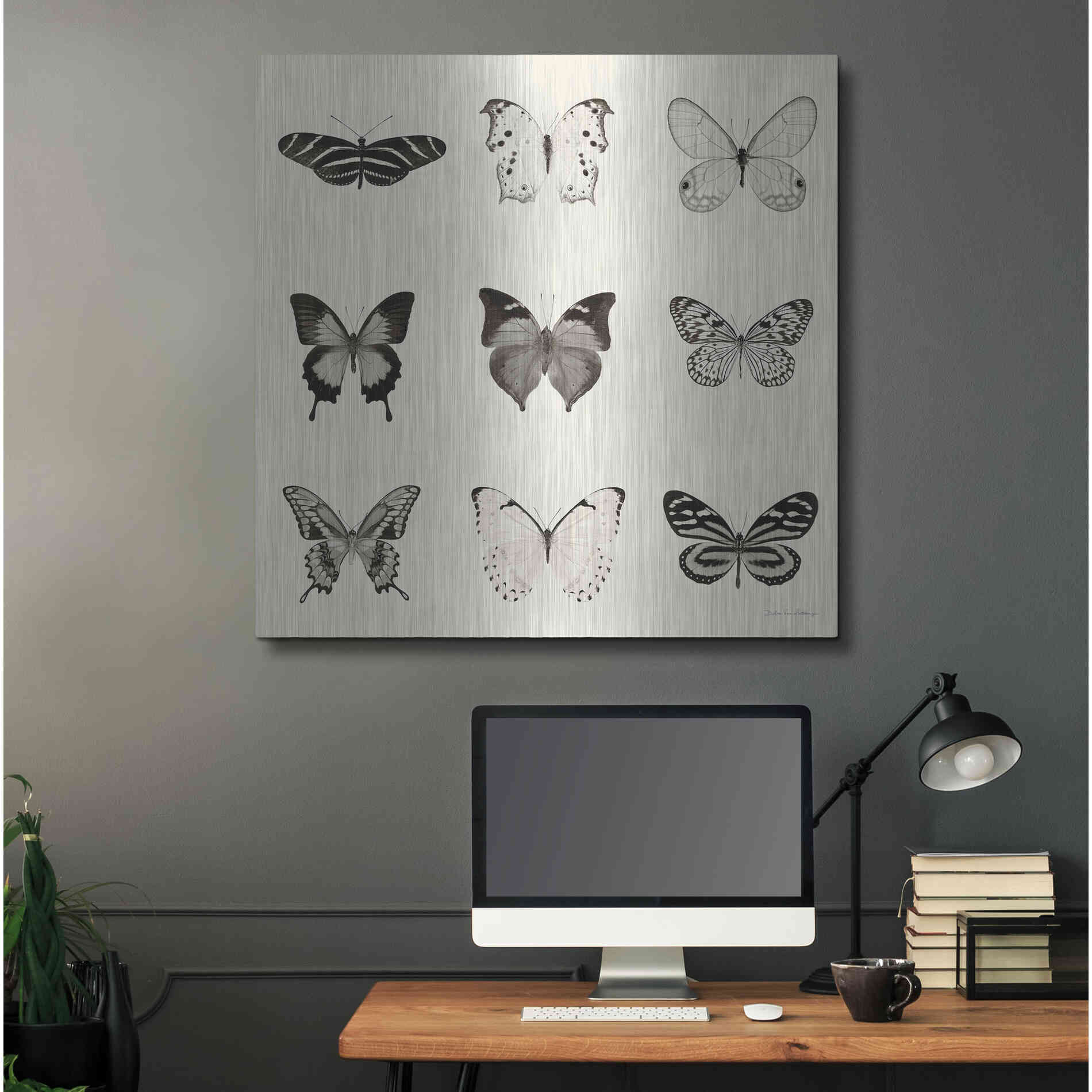 Luxe Metal Art 'Butterfly BW 9 Patch' by Debra Van Swearingen, Metal Wall Art,36x36
