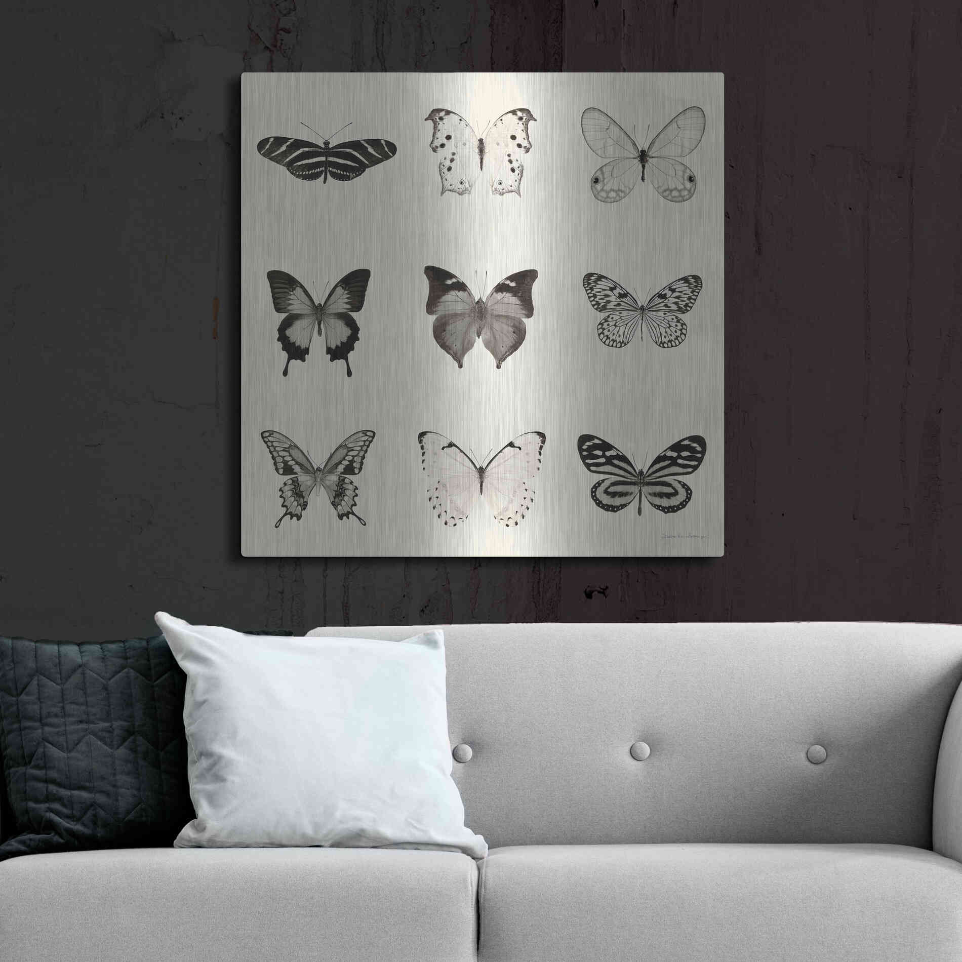 Luxe Metal Art 'Butterfly BW 9 Patch' by Debra Van Swearingen, Metal Wall Art,36x36