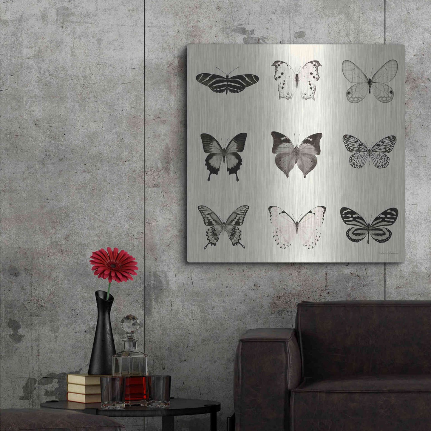 Luxe Metal Art 'Butterfly BW 9 Patch' by Debra Van Swearingen, Metal Wall Art,36x36