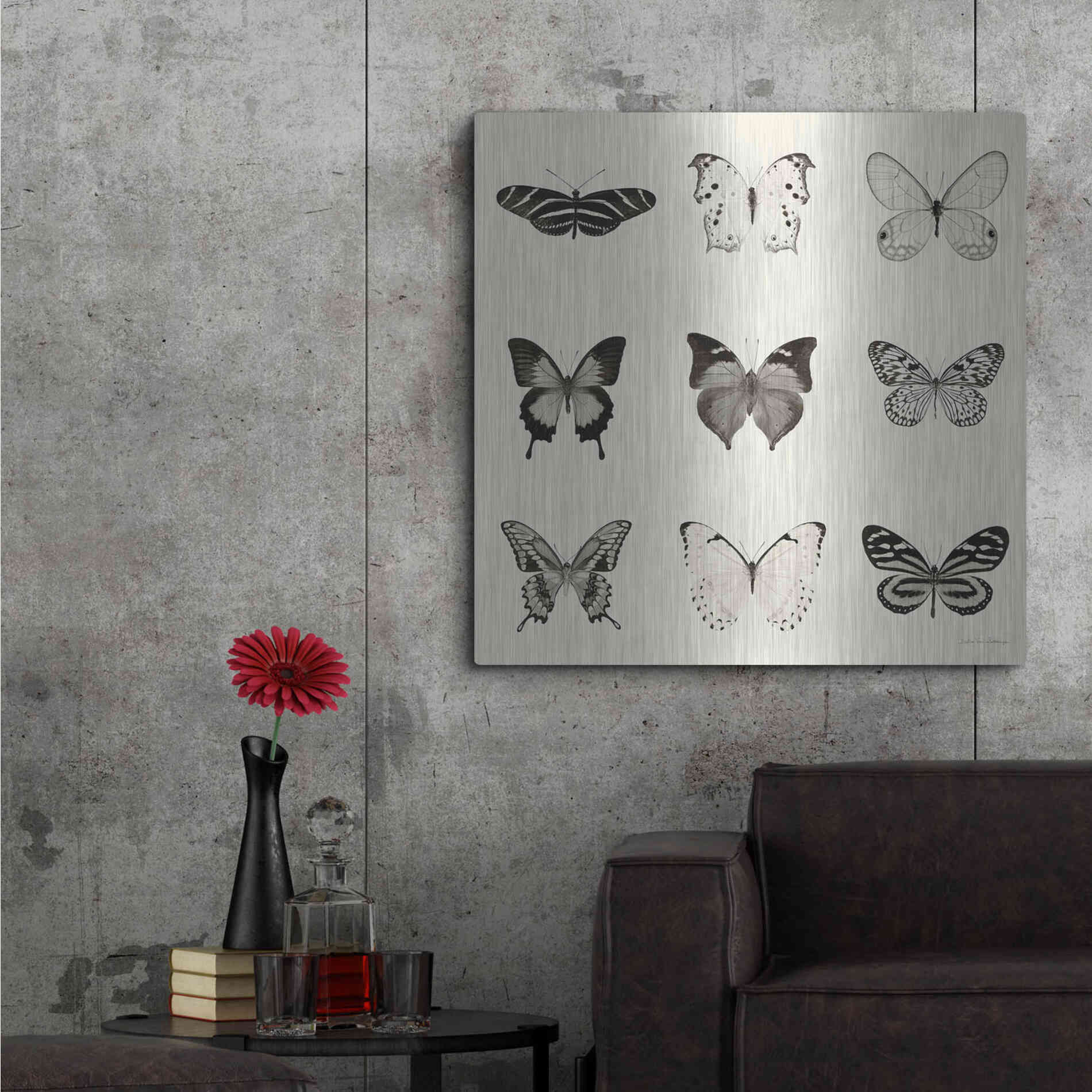 Luxe Metal Art 'Butterfly BW 9 Patch' by Debra Van Swearingen, Metal Wall Art,36x36