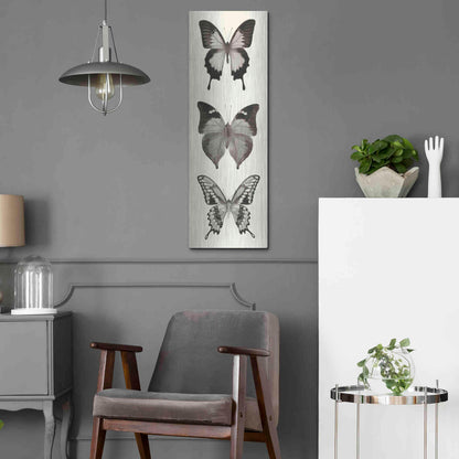 Luxe Metal Art 'Butterfly BW Panel I' by Debra Van Swearingen, Metal Wall Art,12x36