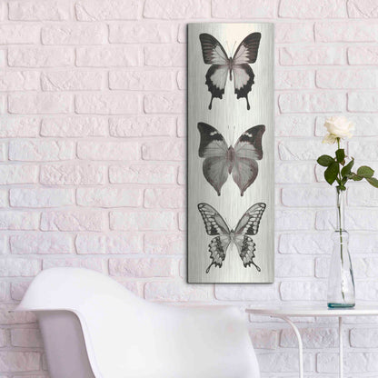 Luxe Metal Art 'Butterfly BW Panel I' by Debra Van Swearingen, Metal Wall Art,12x36