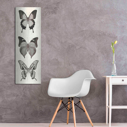 Luxe Metal Art 'Butterfly BW Panel I' by Debra Van Swearingen, Metal Wall Art,16x48