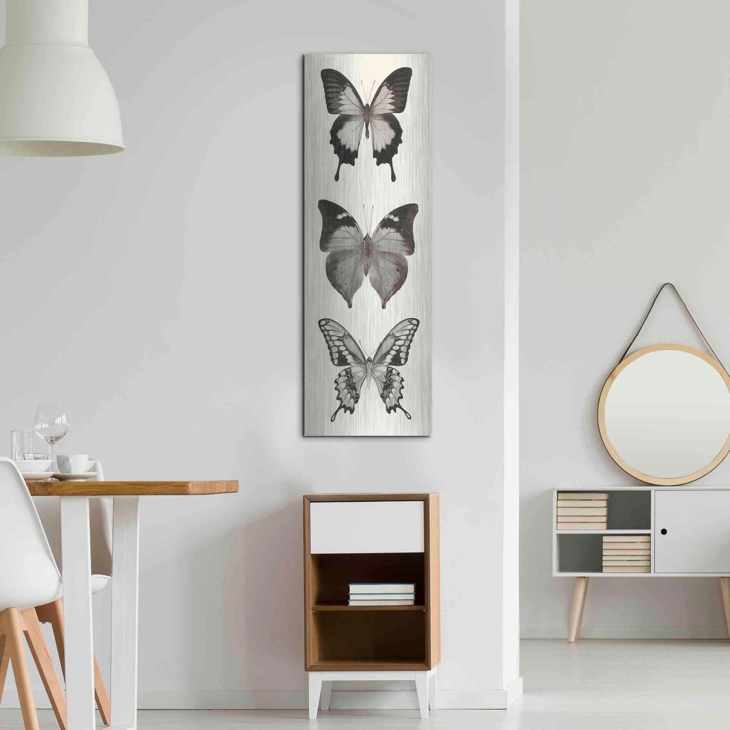 Luxe Metal Art 'Butterfly BW Panel I' by Debra Van Swearingen, Metal Wall Art,16x48