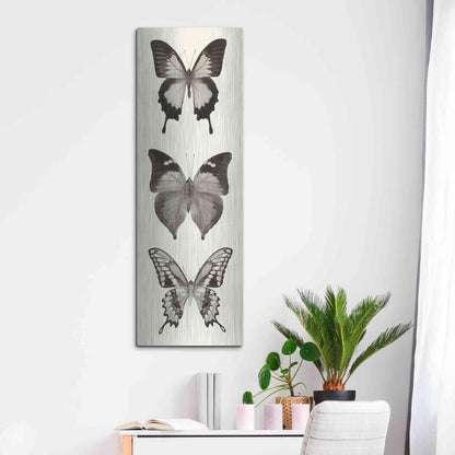 Luxe Metal Art 'Butterfly BW Panel I' by Debra Van Swearingen, Metal Wall Art,16x48