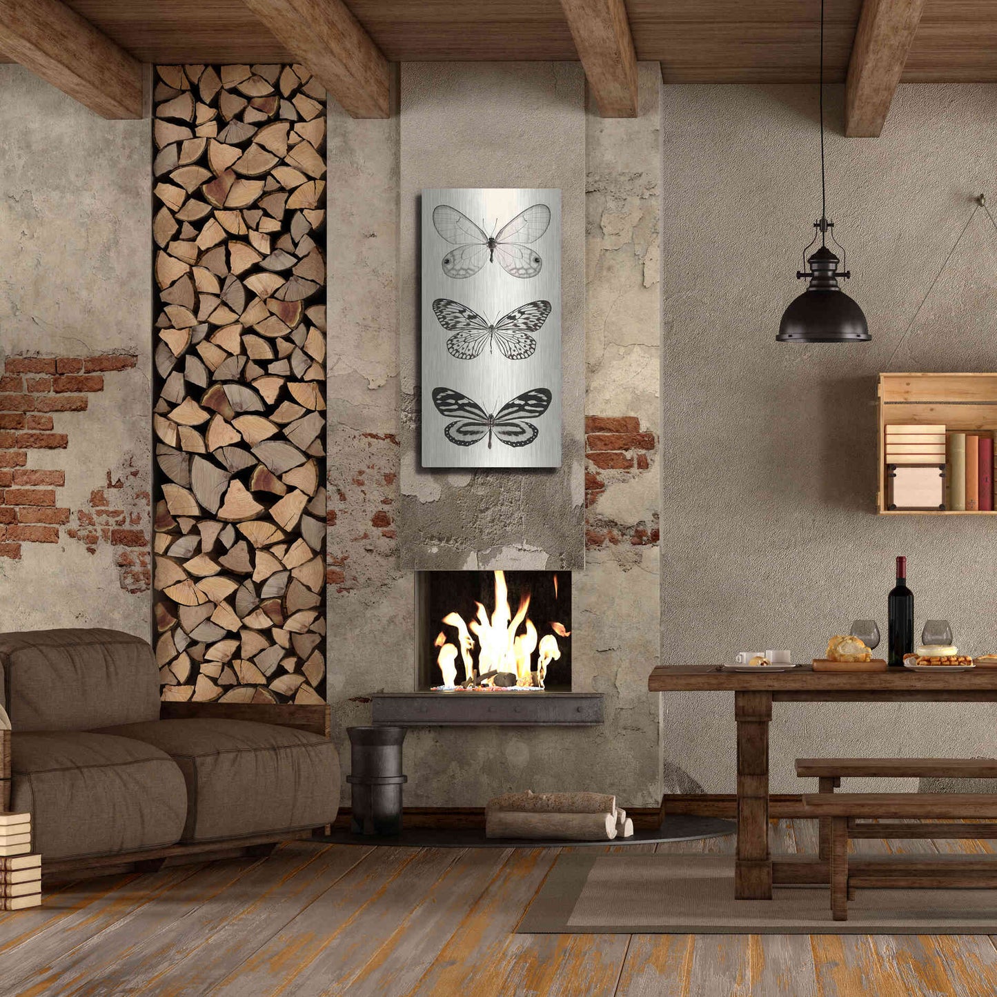 Luxe Metal Art 'Butterfly BW Panel II' by Debra Van Swearingen, Metal Wall Art,24x48