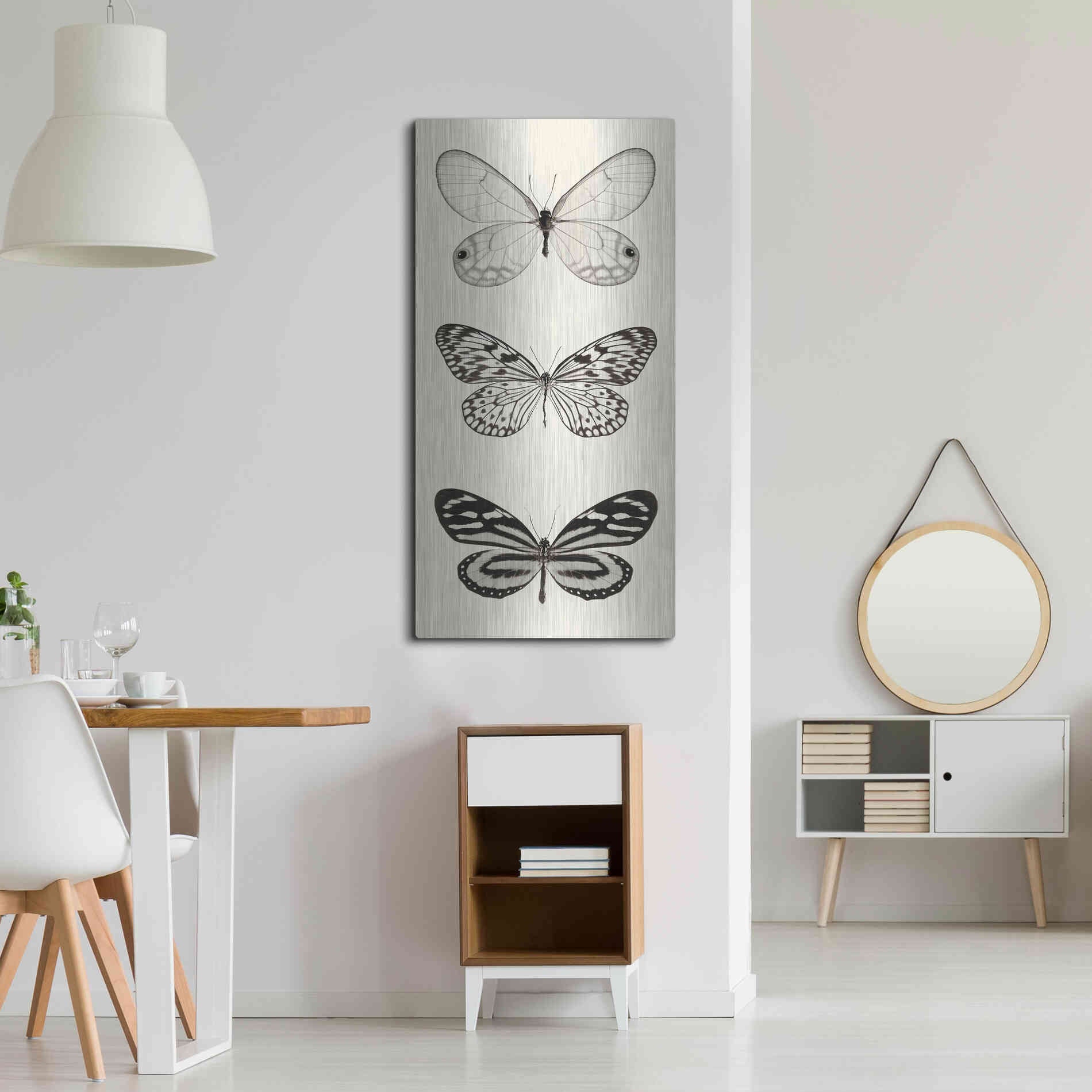 Luxe Metal Art 'Butterfly BW Panel II' by Debra Van Swearingen, Metal Wall Art,24x48