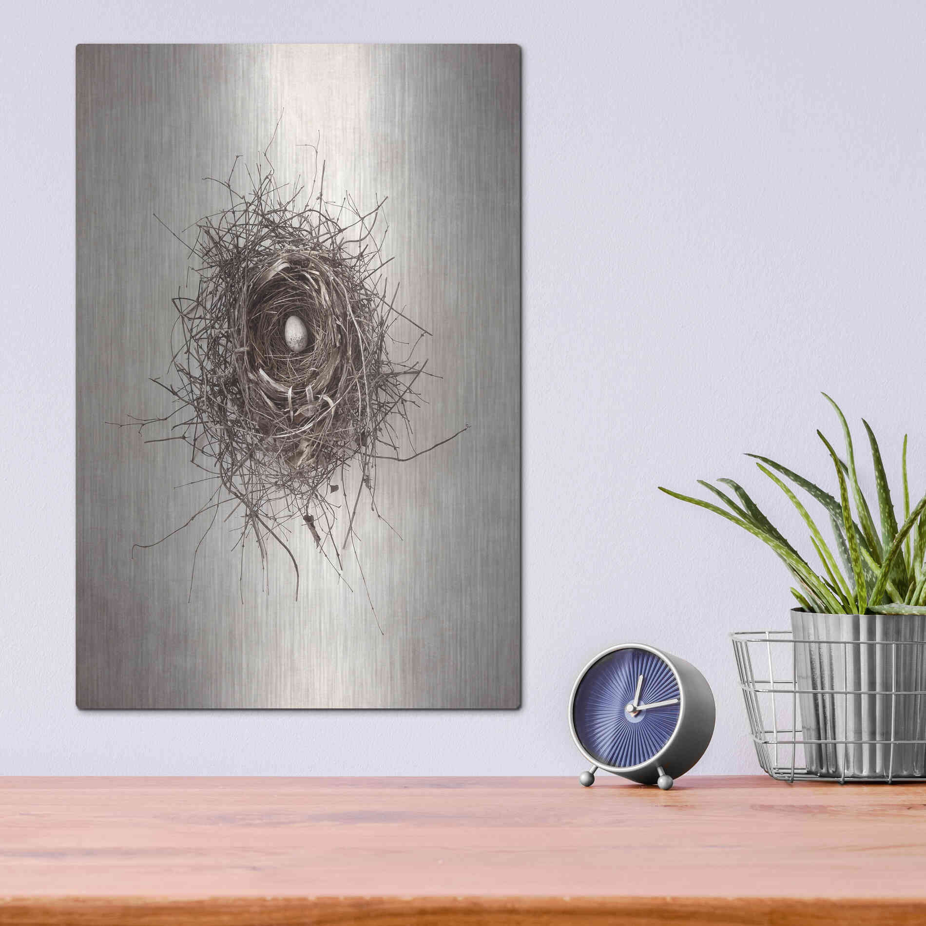 Luxe Metal Art 'Nest I' by Debra Van Swearingen, Metal Wall Art,12x16