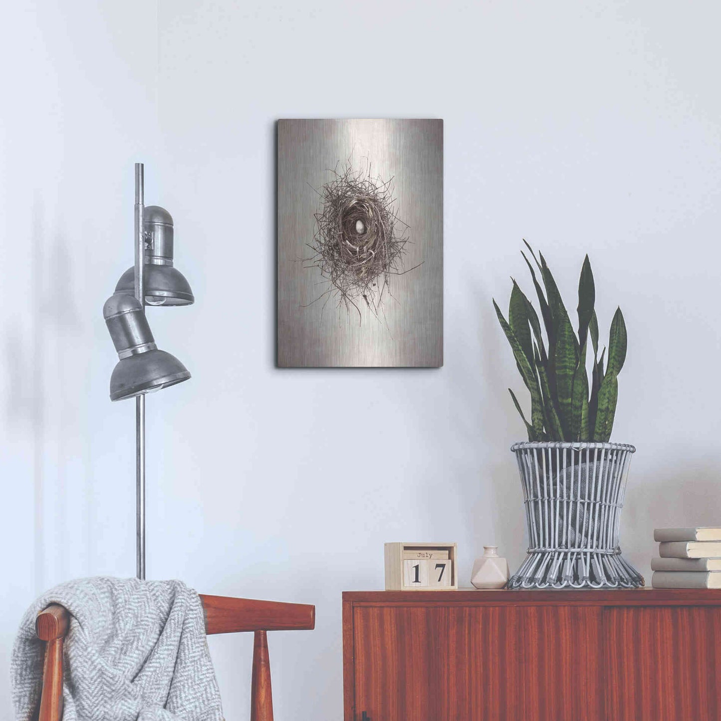 Luxe Metal Art 'Nest I' by Debra Van Swearingen, Metal Wall Art,16x24