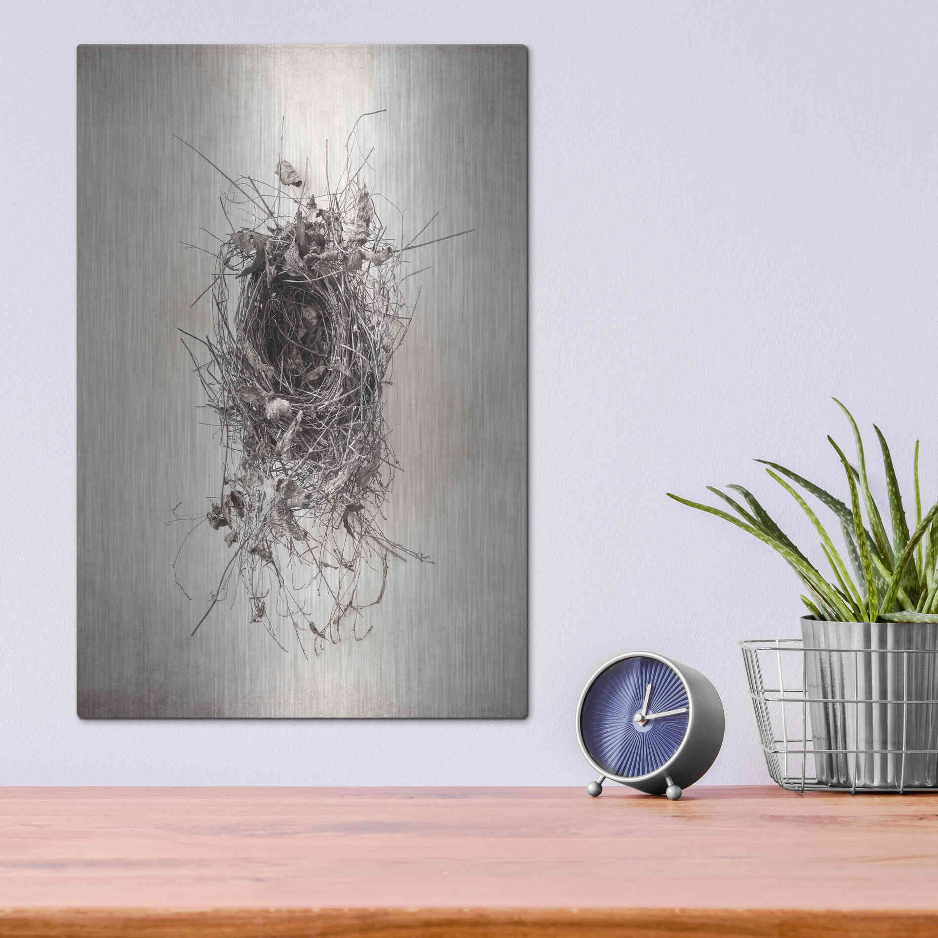 Luxe Metal Art 'Nest II' by Debra Van Swearingen, Metal Wall Art,12x16