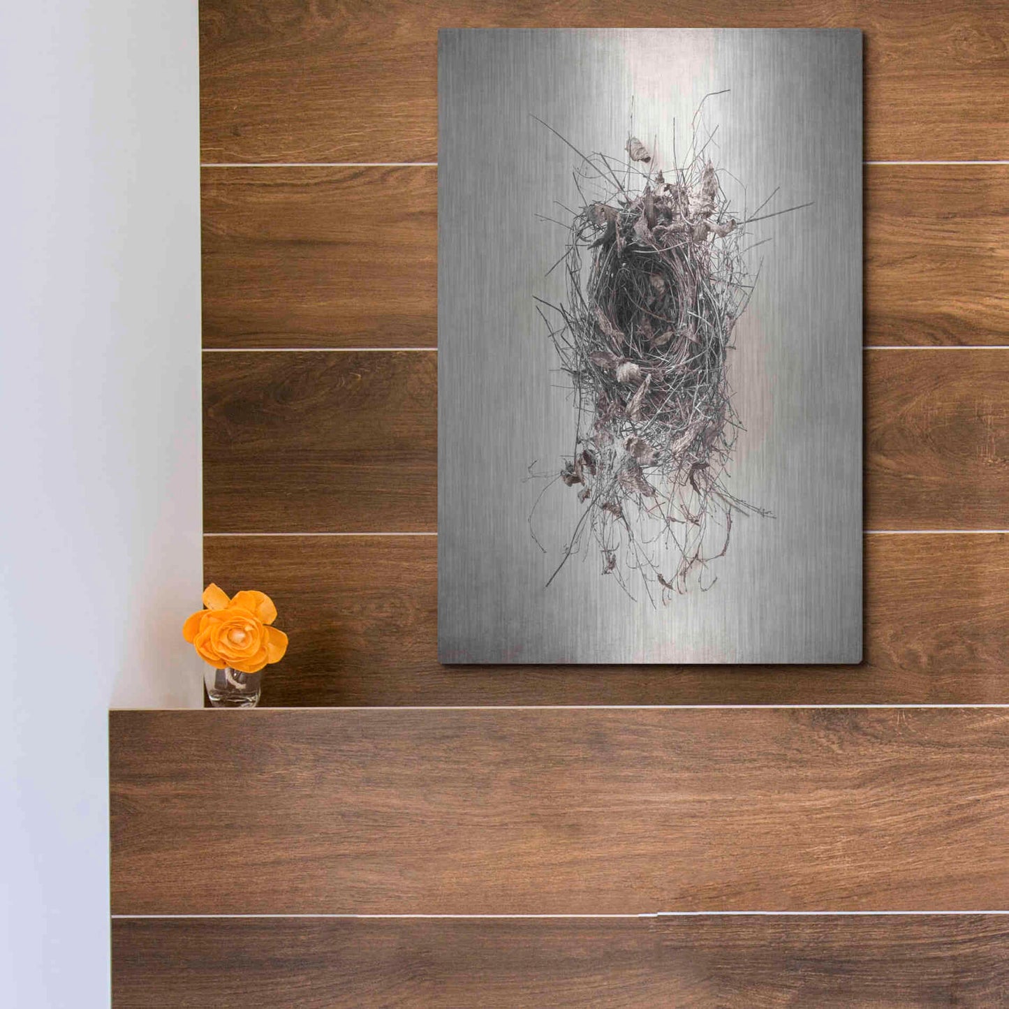 Luxe Metal Art 'Nest II' by Debra Van Swearingen, Metal Wall Art,12x16