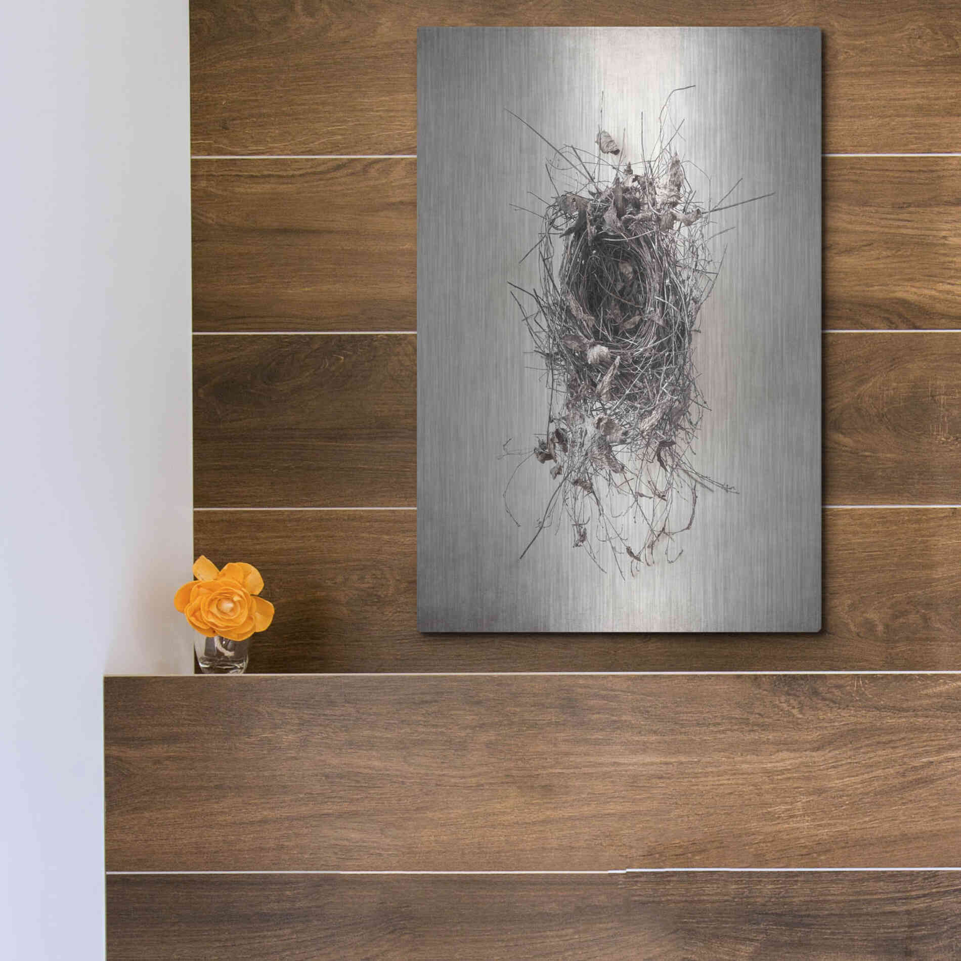 Luxe Metal Art 'Nest II' by Debra Van Swearingen, Metal Wall Art,12x16