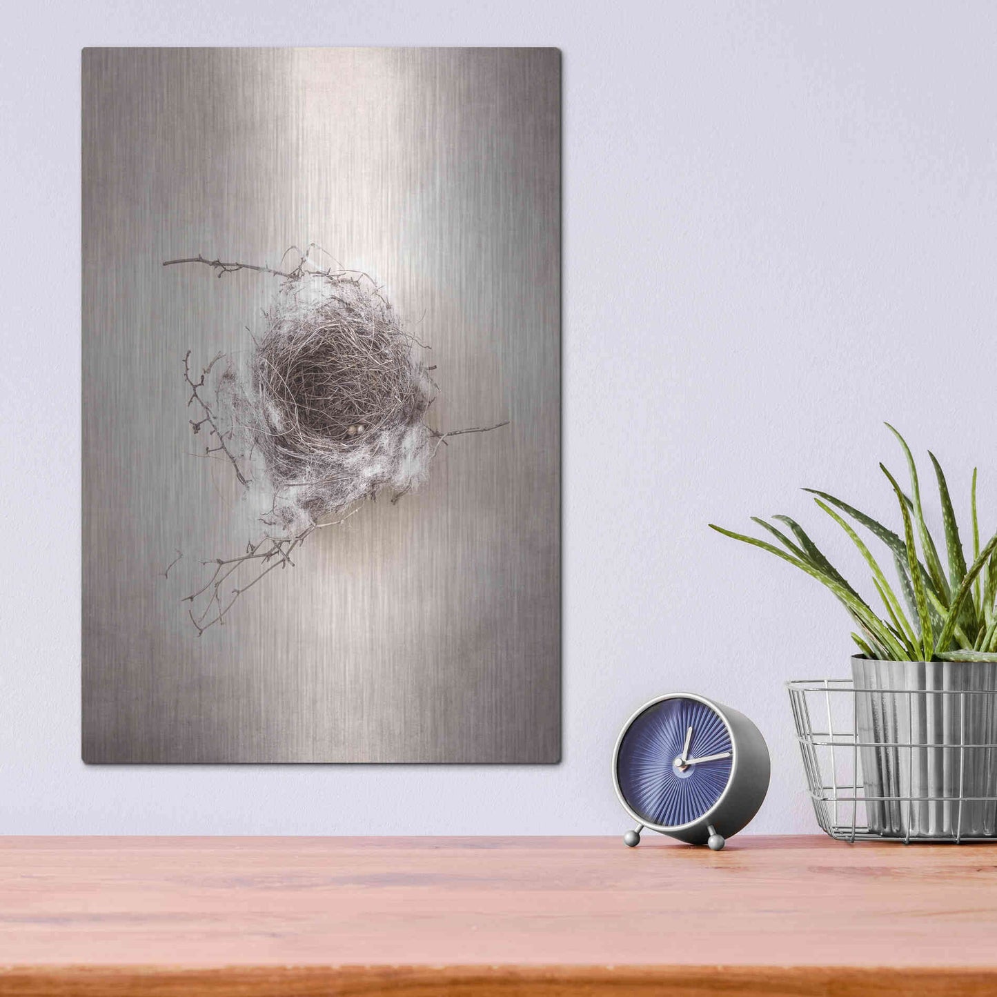 Luxe Metal Art 'Nest III' by Debra Van Swearingen, Metal Wall Art,12x16