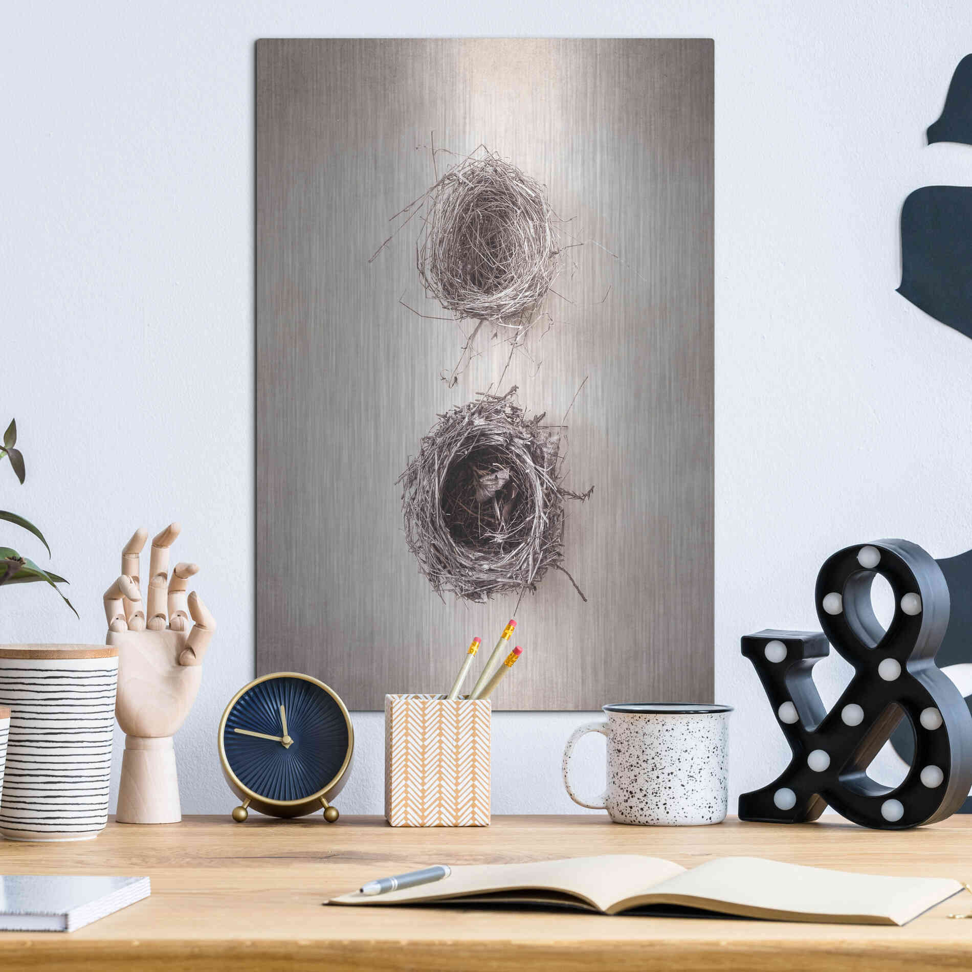 Luxe Metal Art 'Nest IV' by Debra Van Swearingen, Metal Wall Art,12x16